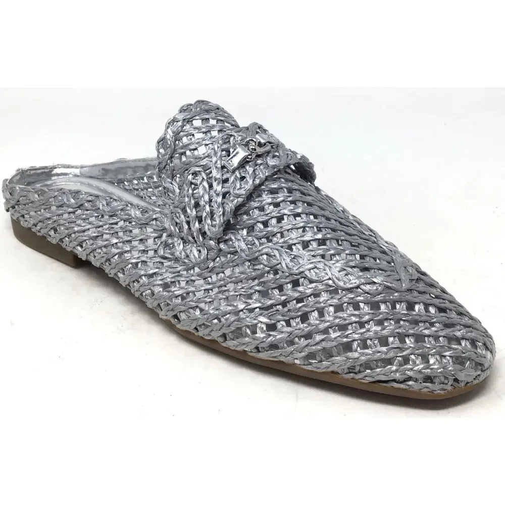 Aerosoles Hannah Raffia Women's Size 10.5 Silver Slip-On Loafer Shoes